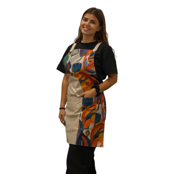 Abstract Beige Full Apron