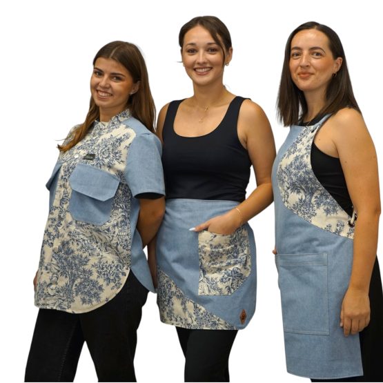 Blue Toile Waist Apron - Image 2