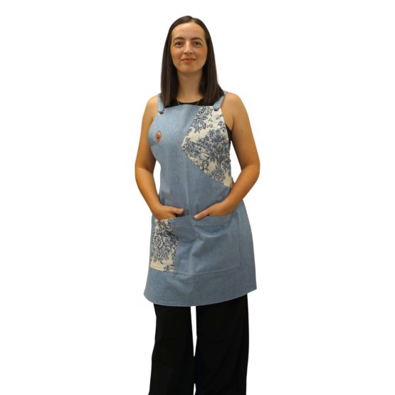 Blue Toile Full Apron