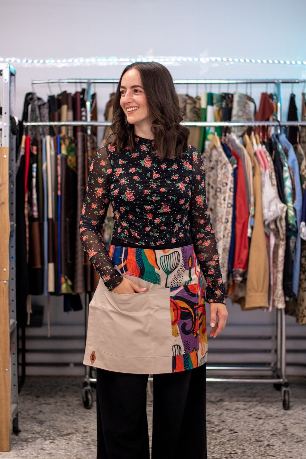 Abstract Beige Waist Apron