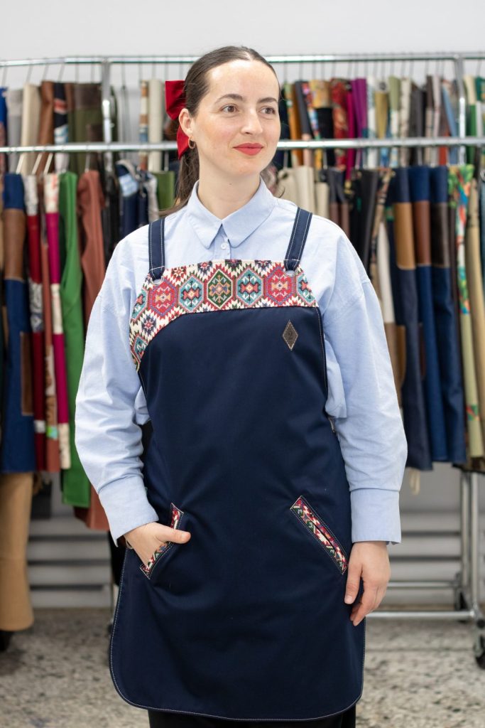 Navy Ethnic Apron Set — Σετ 4 Χειροποίητες Ποδιές