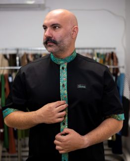 Bamboo Petrol Black – Επαγγελματικό Πουκάμισο με Μάο Γιακά